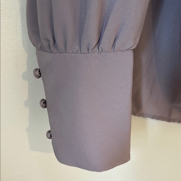 Lulu's Purple Lavender Professional Blouse with Buttoned Sleeves - Picture 4 of 6